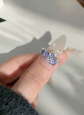 戒指女新款甜酷紫色滴釉花朵时尚轻奢指环高级感小众设计感食指戒