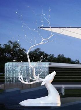 不锈钢梅花鹿镂空雕塑园林景观酒店大堂艺术装置户外麋鹿动物摆件