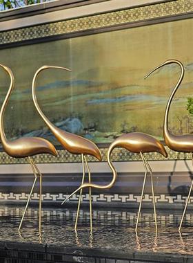 户外仙鹤玻璃钢雕塑抽象火烈鸟园林假山水池装饰大摆件售楼部模型