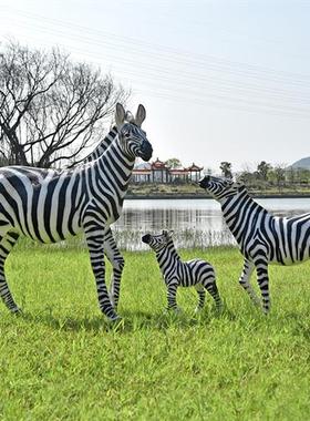 仿真发光斑马玻璃钢雕塑景区动物园美陈装饰大型户外园林景观摆件