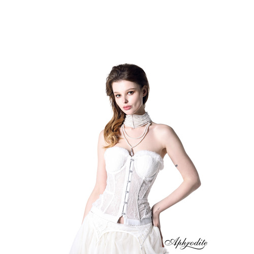 Aphrodite 维多利亚缪斯 法式千金纯欲白色蕾丝鱼骨胸衣显瘦束腰 - 图3
