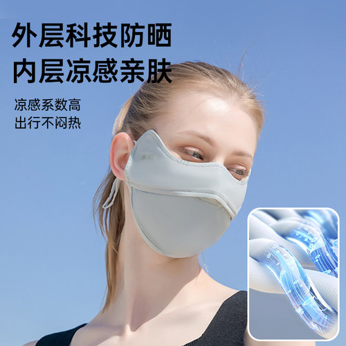觅橘护眼角防晒口罩冰丝面罩脸罩防紫外线户外立体TK - 图1