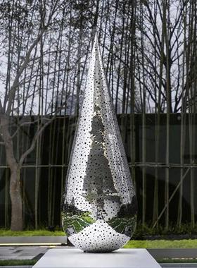 户外不锈钢镜面水滴浪花雕塑定制酒店售楼部景观创意水景落地摆件