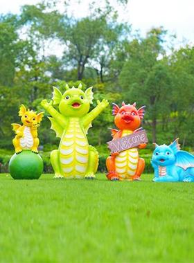 户外大型卡通恐龙玻璃钢雕塑园林游乐园商场公园景区动物座椅摆件