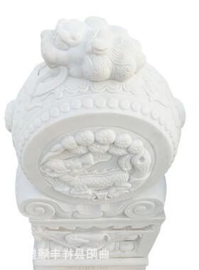 石雕门墩汉白玉别墅家用新中式庭院仿古石鼓门口户外摆件抱鼓石