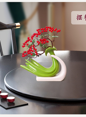 天然玉石新中式发财树装饰摆件