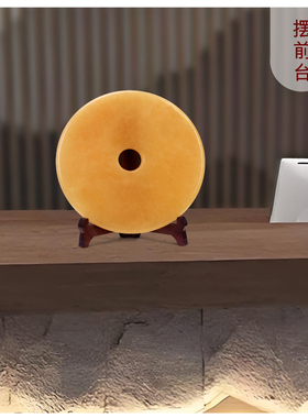 天然玉器米黄玉平安扣摆件