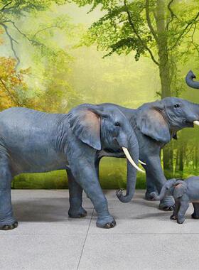 仿真非洲大象雕塑玻璃钢动物模型摆件户外游乐场园林景观小品装饰