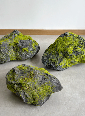 青苔泡沫石头造景绿植婚庆舞台墙