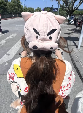 超人肥猪猪可爱正反两戴墨镜棒球帽春夏季男女款搞怪遮阳防晒帽子