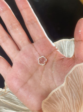 樱花项链女ins精致轻奢温柔甜美水晶桃花吊坠锁骨玫瑰金颈链饰品