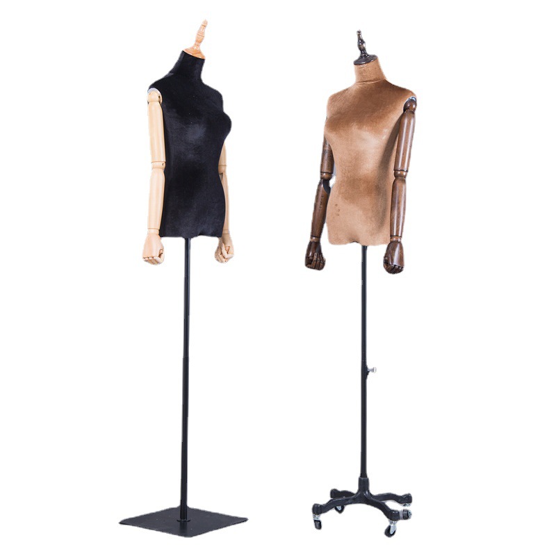 女半身模特道具彩色金丝绒包布模特架橱窗展示架内衣婚纱服装模特 - 图0