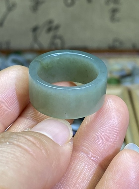 和田玉翠青籽料洒金皮卡20随型扳指戒指直切古风文玩跑圈挂饰