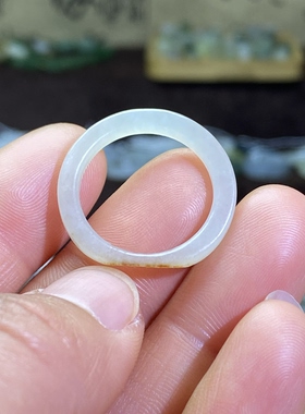 和田玉白玉籽料卡18洒金皮随型戒指国风复古直切细条大圈口戒圈
