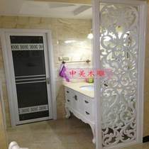 Custom Hollowed-out Sculpture Flowers Osongxian North Solid Wood Lattice TV Background Wall Xuan Guan Partition Ceiling Screen Density Board