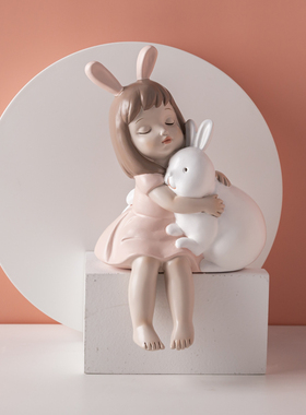 可爱兔子小摆件公主房间ins