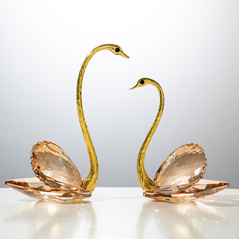 轻奢水晶天鹅摆件创意透明桌面装饰高级感精致玻璃工艺品结婚送礼,淘宝优惠券,粉丝福利购,淘宝优惠卷
