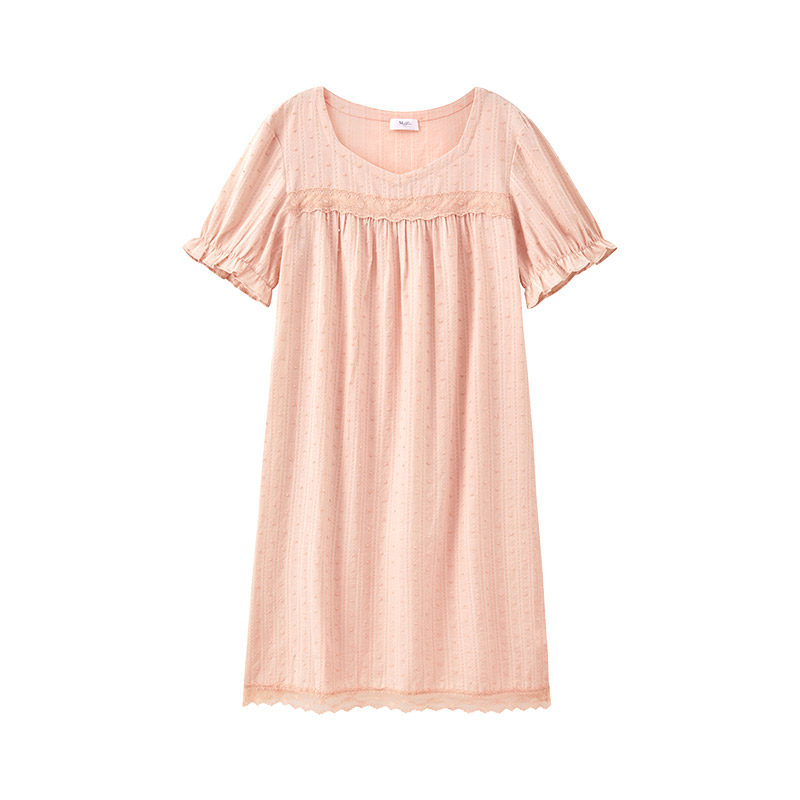 曼妮芬棉质生活全棉梭织刺绣领睡裙 曼妮芬棉质生活睡裙