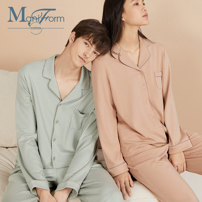 曼妮芬棉质生活棉莫针织翻领aw睡衣 曼妮芬棉质生活睡衣/家居服套装