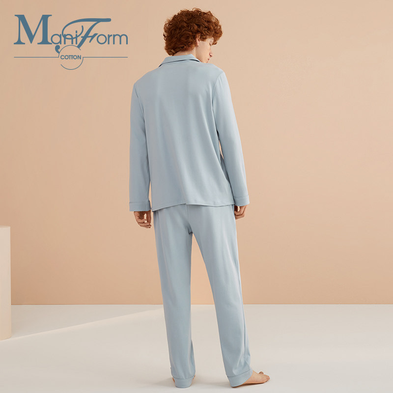 曼妮芬棉质生活棉针织翻领秋冬睡衣 曼妮芬棉质生活睡衣/家居服套装