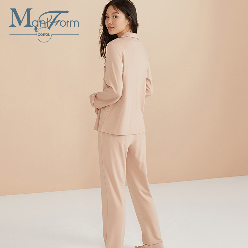 曼妮芬棉质生活棉莫针织翻领aw睡衣 曼妮芬棉质生活睡衣/家居服套装