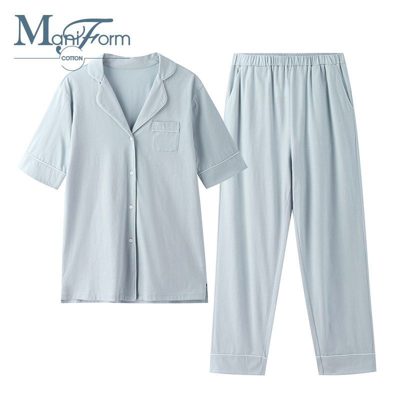 曼妮芬棉质生活丝光翻领情侣女睡衣 曼妮芬棉质生活睡衣/家居服套装