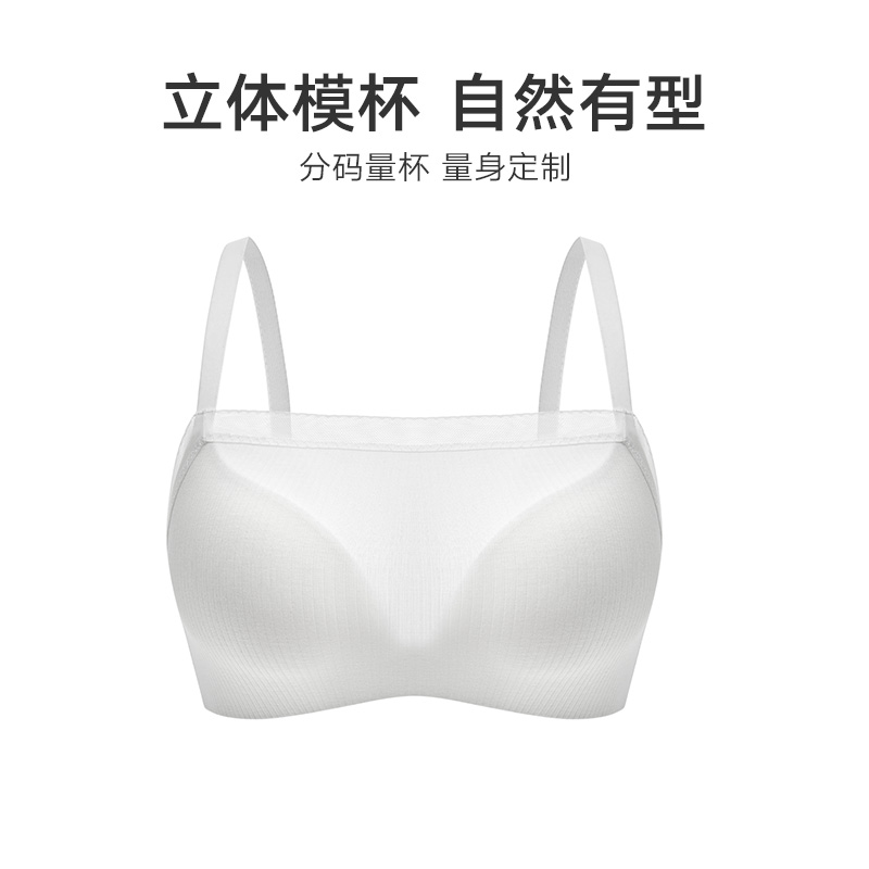 曼妮芬棉质生活抹胸防走光内搭内衣女无痕无钢圈文胸蕾丝抹胸 - 图0