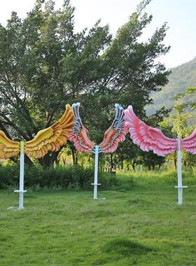 玻璃钢户外翅膀雕塑大型景区花海草坪摆件网红打卡拍照互动装饰品