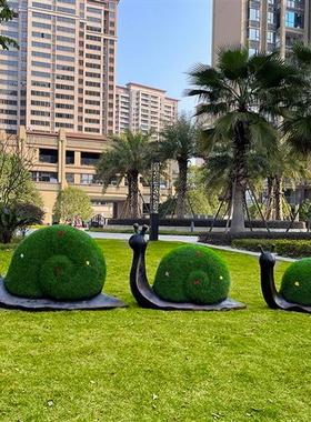 玻璃钢绿雕蜗牛摆件园林景观售楼部花园庭院草坪装饰动物雕塑造景