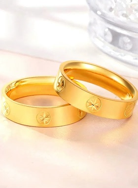 越南沙金米字钻纹戒指情侣对戒