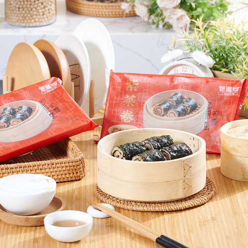 包道广式早茶点心紫菜卷海苔猪肉卷速食早餐半成品两包装直销包邮 - 图0