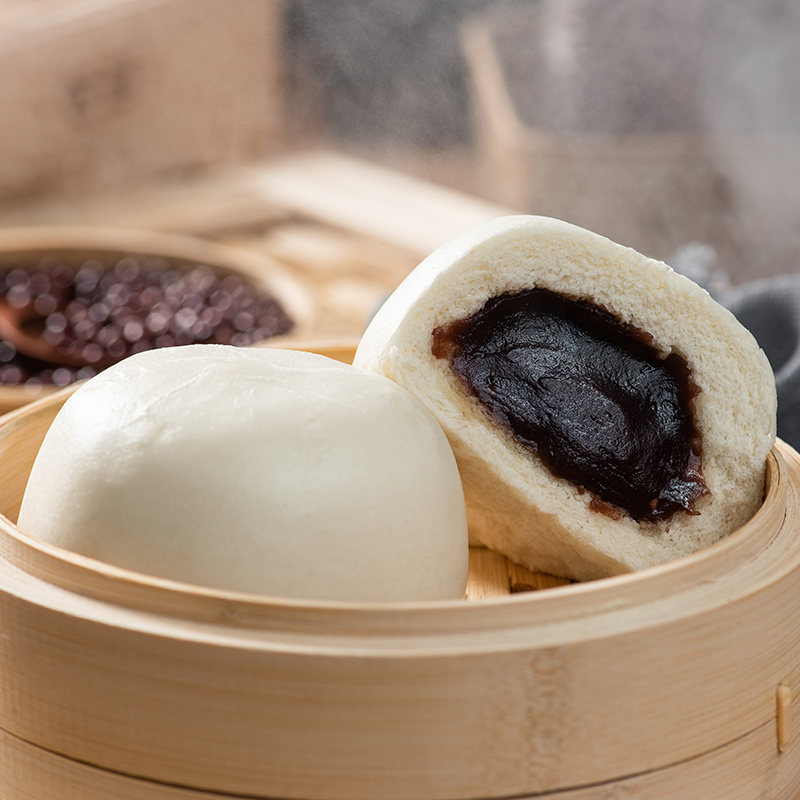 【量折】包道红豆包子豆沙包广式点心早茶早餐包子6个装540g