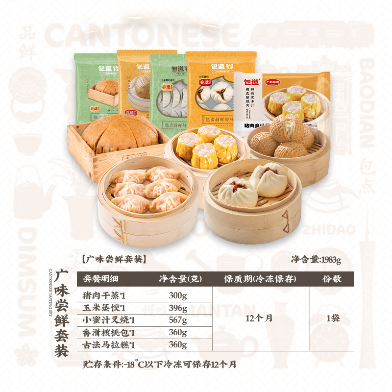 【立减20元】包道广式早茶点心烧麦叉烧早餐速食面点速冻食品-图1