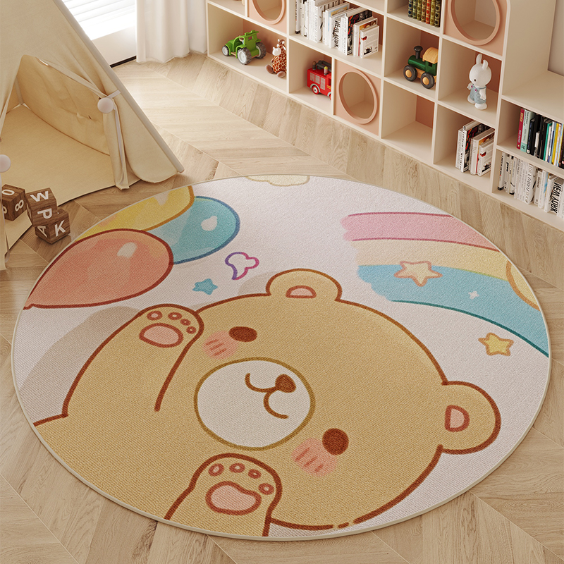 2025新款圆形地毯儿童卡通客厅卧室吊蓝转椅垫电脑椅垫床边地毯 - 图1