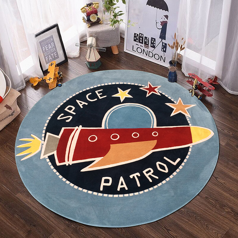 2025新款圆形地毯儿童卡通客厅卧室吊蓝转椅垫电脑椅垫床边地毯 - 图2