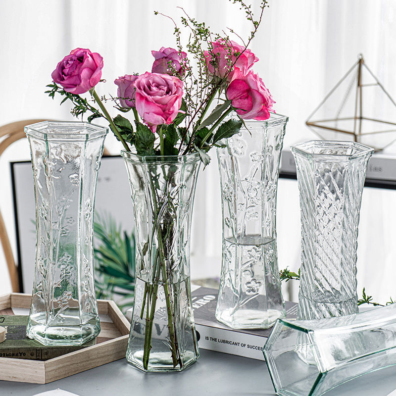 特大号透明玻璃花瓶北欧家用水养富贵竹百合干花插花花瓶客厅摆件 - 图2