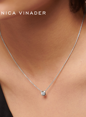 Monica Vinader莫妮卡项链经典方形培育钻石项链礼物小众吊坠镀金