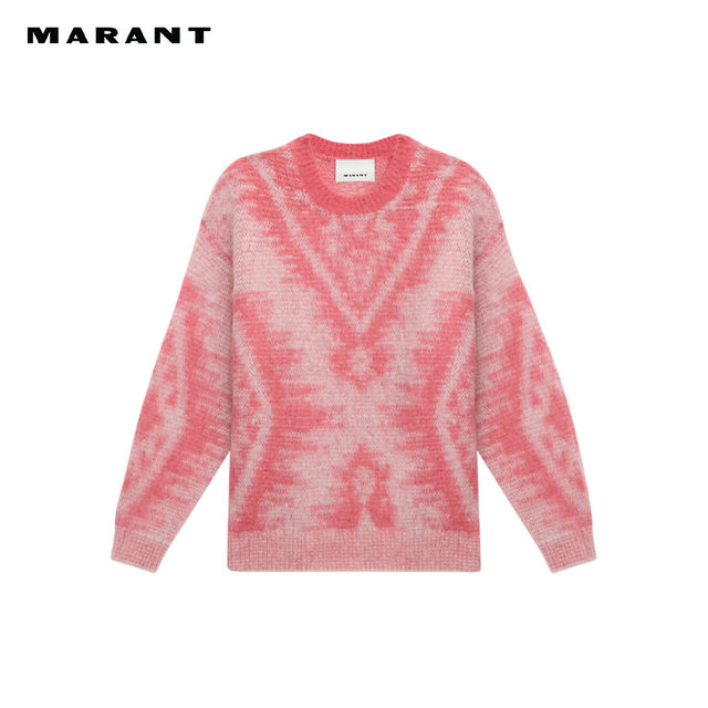MARANT Men's and Women's Same Style 2025 FABO Pink Fashion Loose Round Neck Sweater Pullover