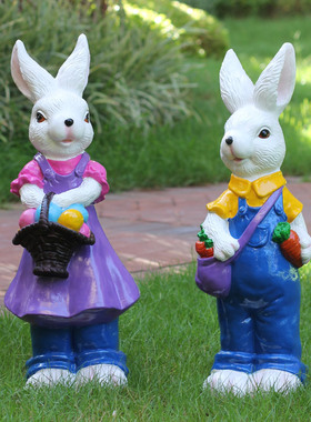 户外仿真卡通田园风动物兔子摆件