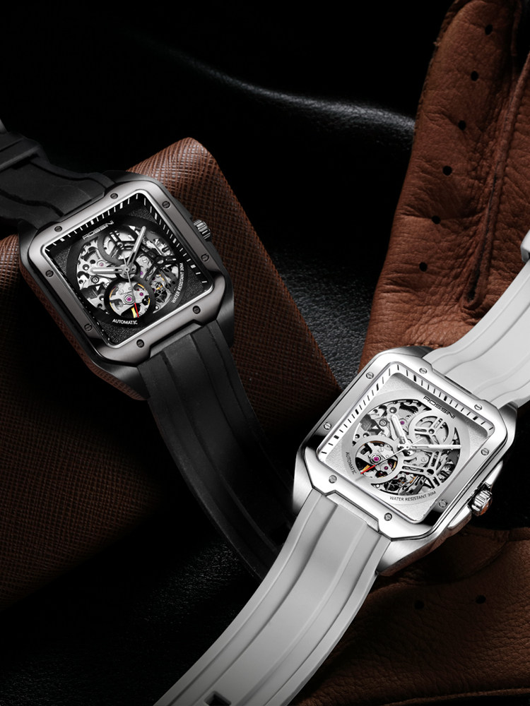 罗西尼手表男 2020新品映像系列新款方形防水1433镂空腕表 120433