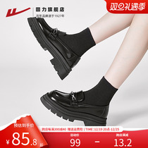 Back Force Small Leather Shoes 2023 Autumn Winter New Women Shoes Retro Inn Wind Black Jk Single Shoes Thick Bottom Lefu Shoes Woman