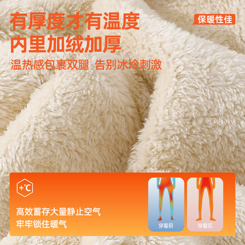 回力加绒裤子男秋冬季北极绒加厚休闲裤青少年宽松大码保暖棉裤A - 图1