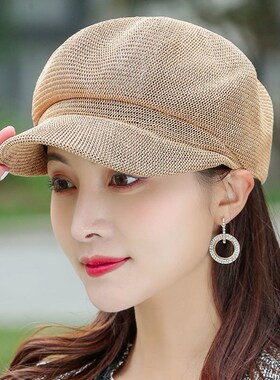 夏天帽子女遮白发帽薄款百搭贝雷帽子出游遮阳帽防晒鸭舌帽八角帽