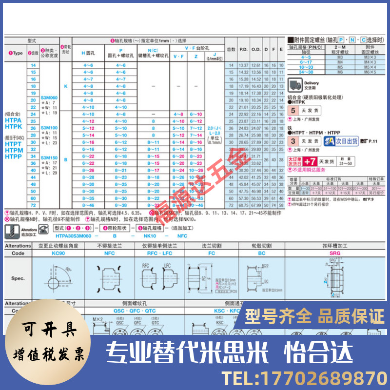 带轮HTPA40S3M150-A-P8P10P11P12P13P14P15P16P18P19P20P21P22P23 - 图1