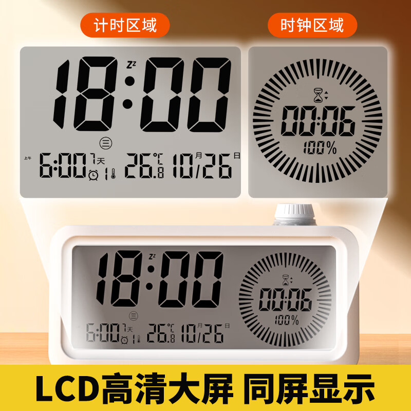 晨光可视化智能闹钟计时器 学生家用起床神器多组闹铃背光床头钟温度计 开学升学季必备礼物ARC925EA - 图2