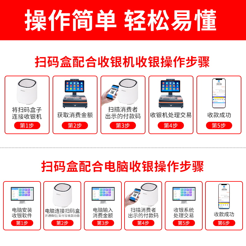 晨光扫码支付盒子扫码枪条码扫描器超市收银小白盒扫描枪扫描平台医保电子凭证微信收钱机器扫码墩二维码-图1