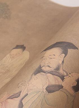 1:1唐孙位高逸图竹林七贤图46x247cm上海博物馆L藏画真迹复制品