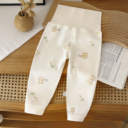 Caleçon long en pur coton pour bébé, pantalon de protection du ventre taille haute pour nourrissons et tout-petits, caleçon long pour enfants, pyjama, vêtements de maison, peut être ouvert