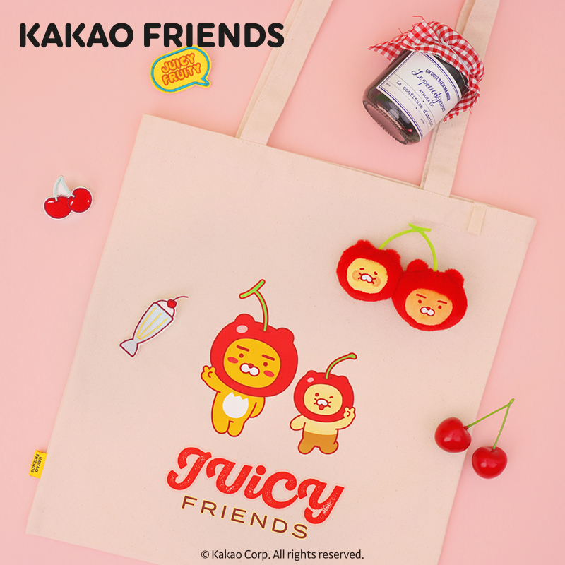 kakao friends中国限定DIY毛绒徽章帆布袋毛绒徽章别针包包通勤包 - 图1