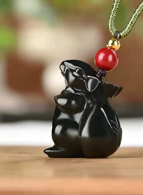 和田玉卡通萌宠生肖鼠吊坠数你有钱玉石项坠男女款鼠来财挂件项链